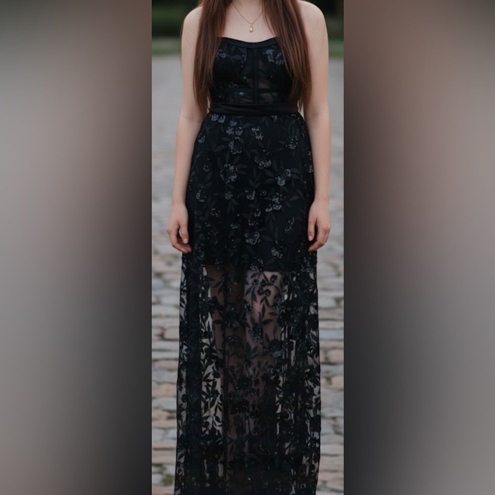 Elegant Black Floral Lace Dress